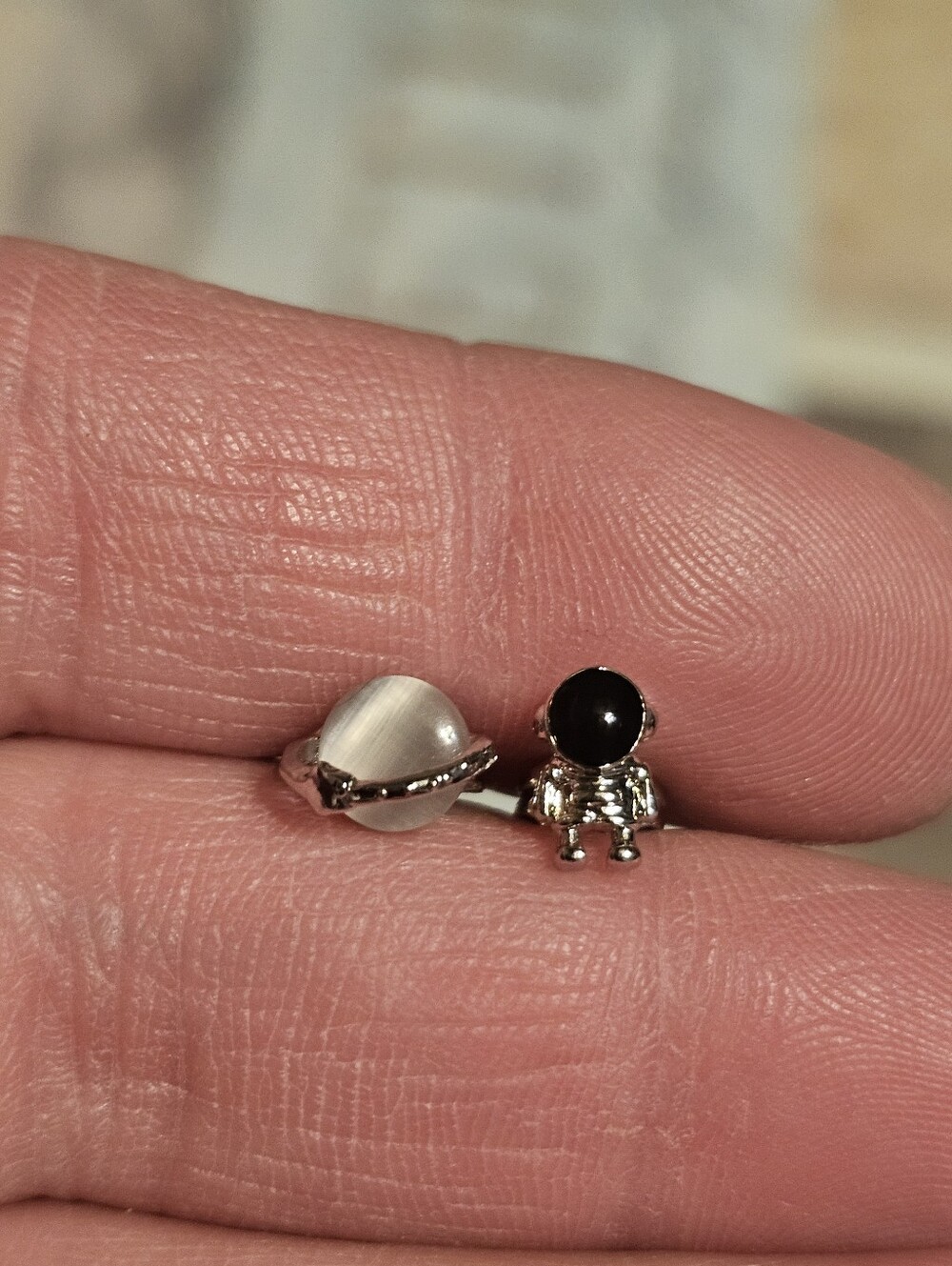 Sterling Silver Plated Planet & Astronaut Earring Studs